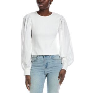 Gracia Womens Puff Sleeve Top, White